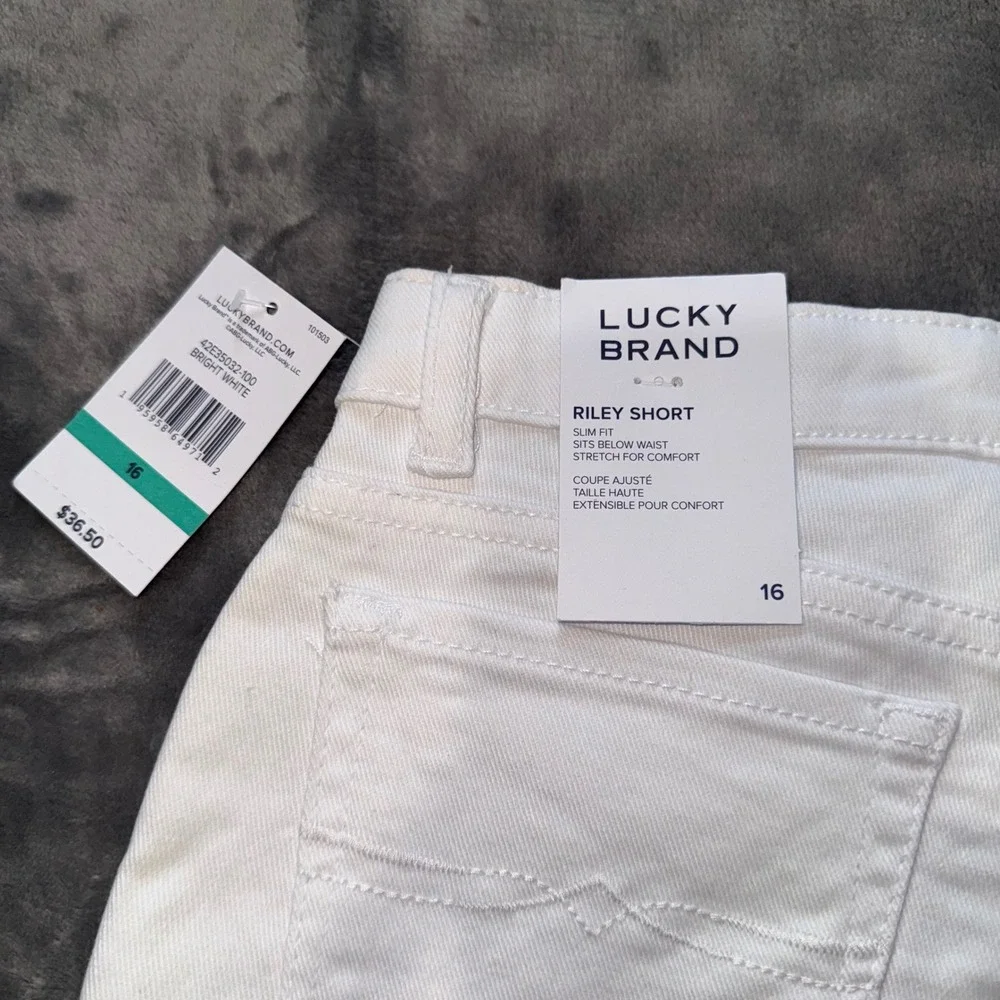 Lucky Brand‎ Riley Short Kids Girls 16 White Denim Slim Fit Stretch Frayed Hem